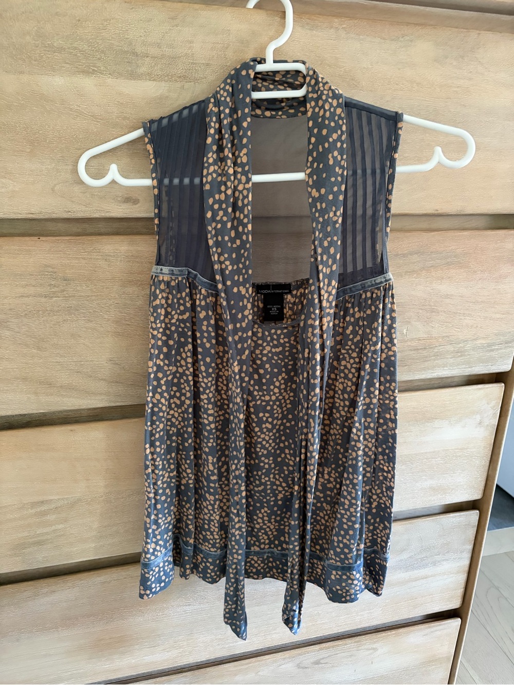 Vintage Victoria's Secret Gray and Orange Sleeveless Sheer Drape Blouse